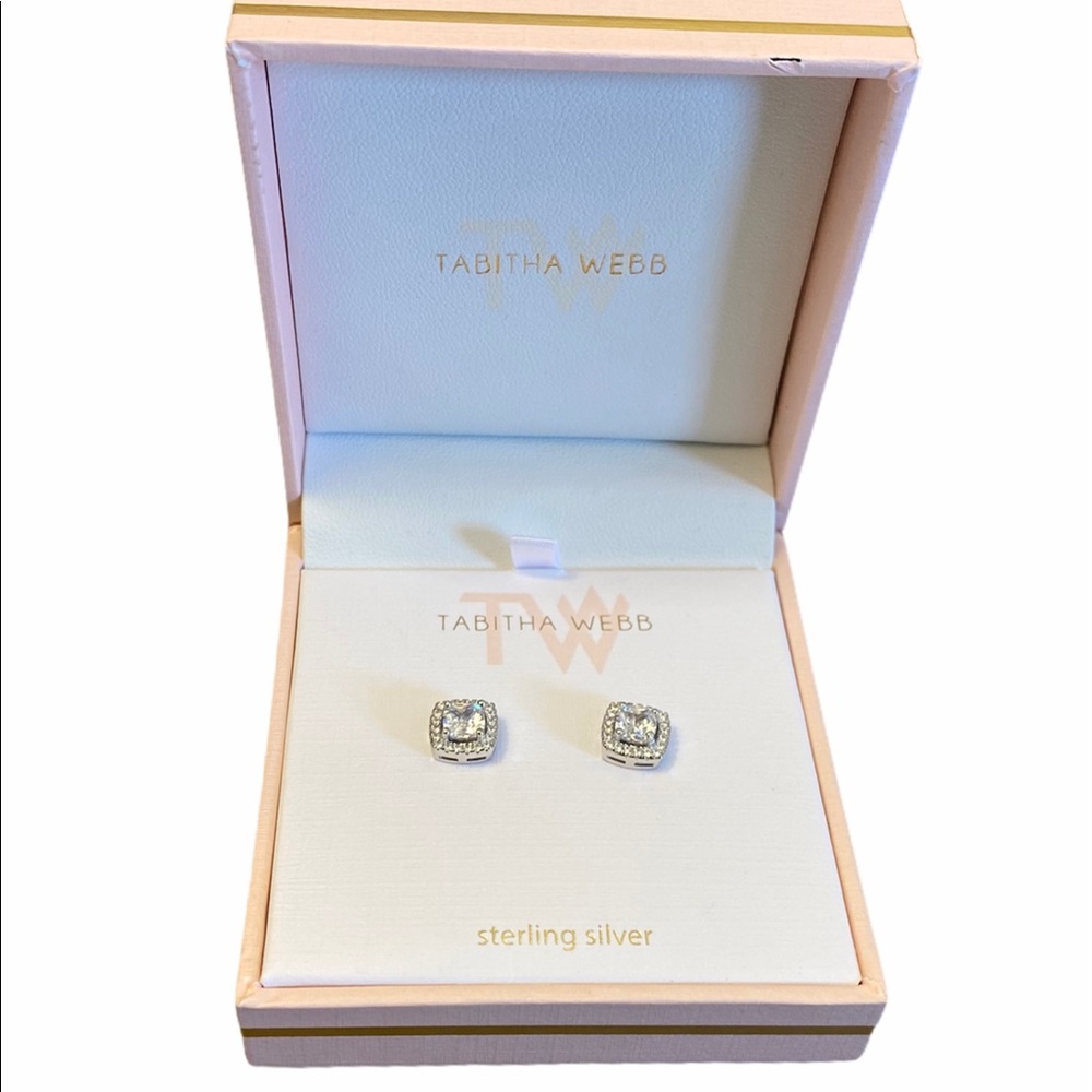Sterling Silver Cubic Zirconia Stud Earrings New